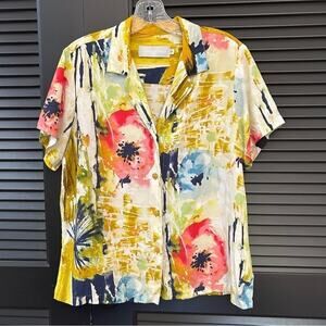Jams World “Spring Rush” Button Down Short Sleeve Shirt, Size Small